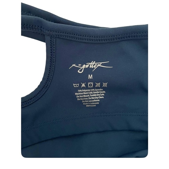 X by Gottex Navy Crop Tank Sports Bra, Medium - Picture 3 of 4